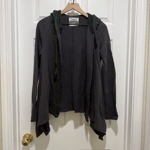 Free People Vintage Beach Lounge Cardigan Charcoal Hooded